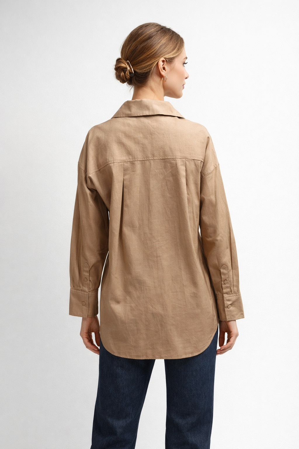 Blusas Para Mujer Camisera Oversize Popelina N61109 Cocoa