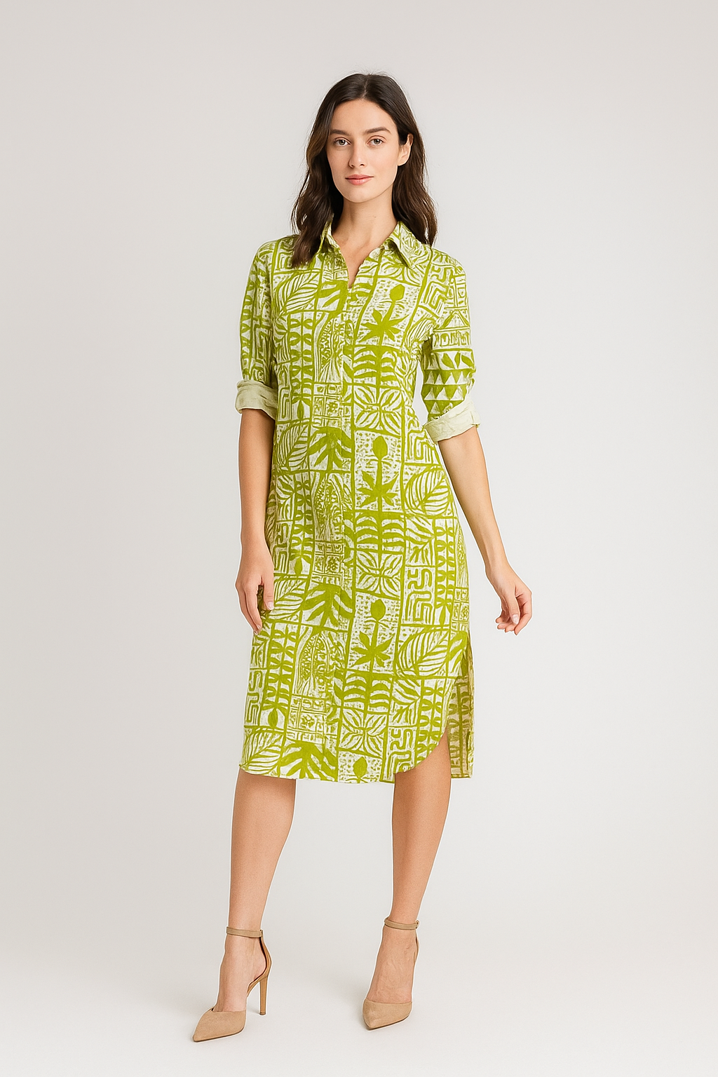 Vestidos Para Mujer Comodo Camisero Midi S51109 Verde