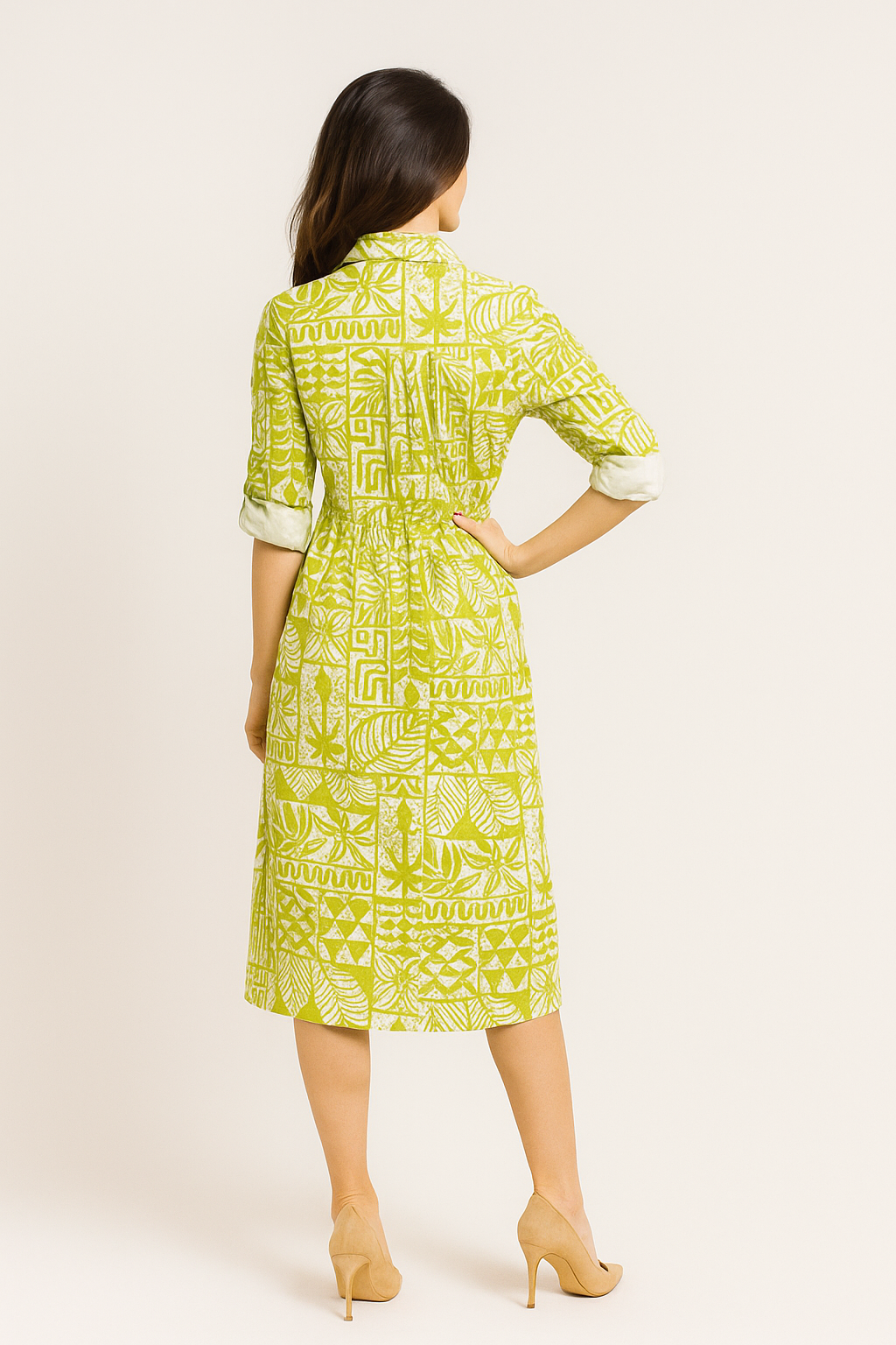 Vestidos Para Mujer Comodo Camisero Midi S51109 Verde