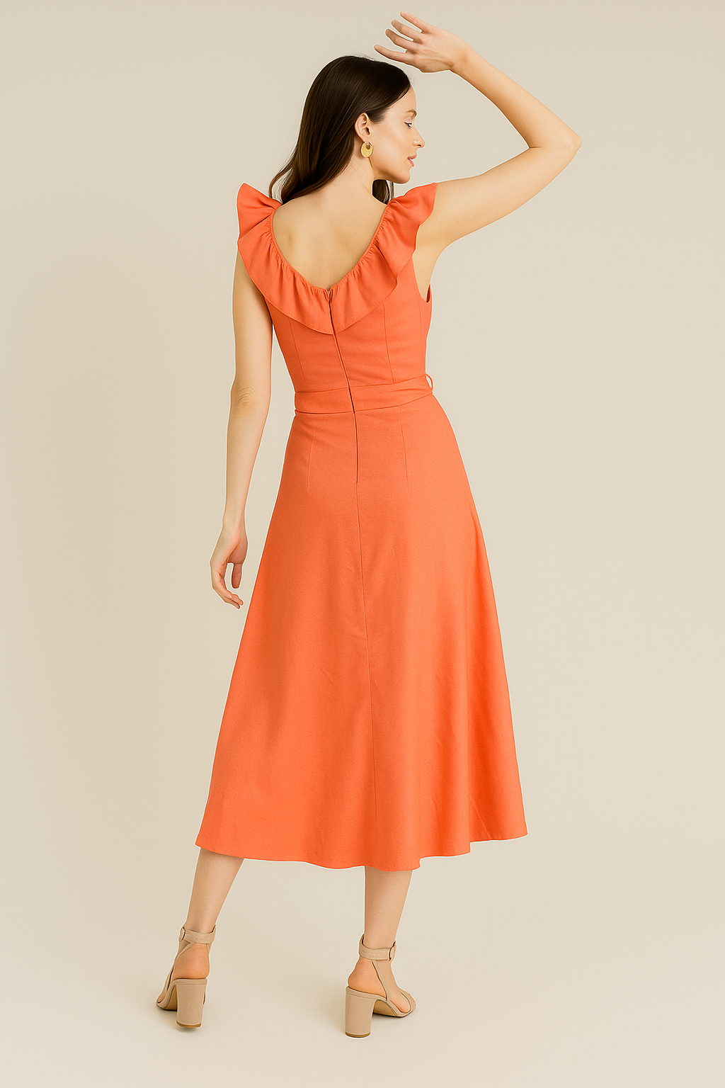 Vestidos Para Mujer Con Cinto Estilo Lino S51114 Coral