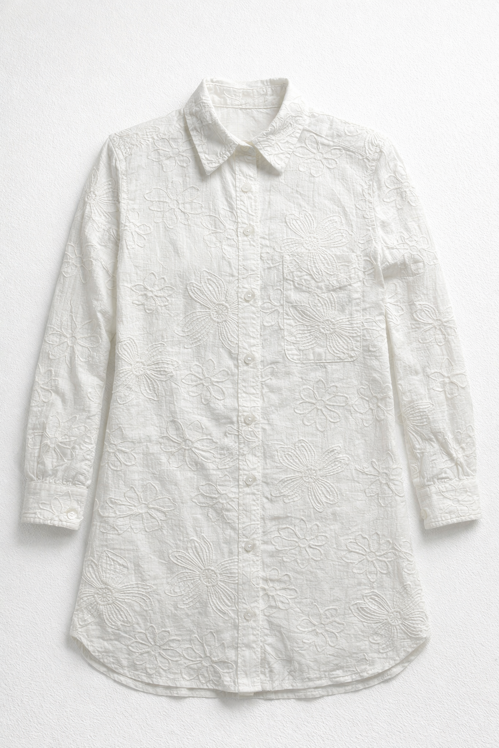 Blusas Para Mujer Camisera Oversize Bordada N61137 Blanco