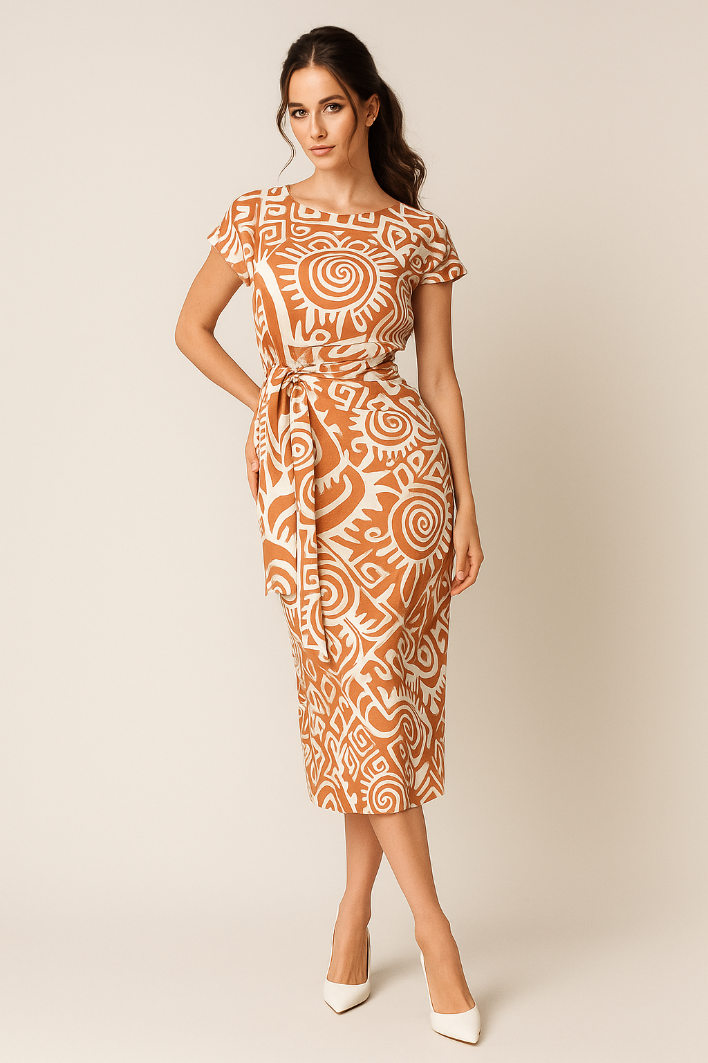 Vestidos Para Mujer Midi Con Nudo Lateral S51112 Rustico