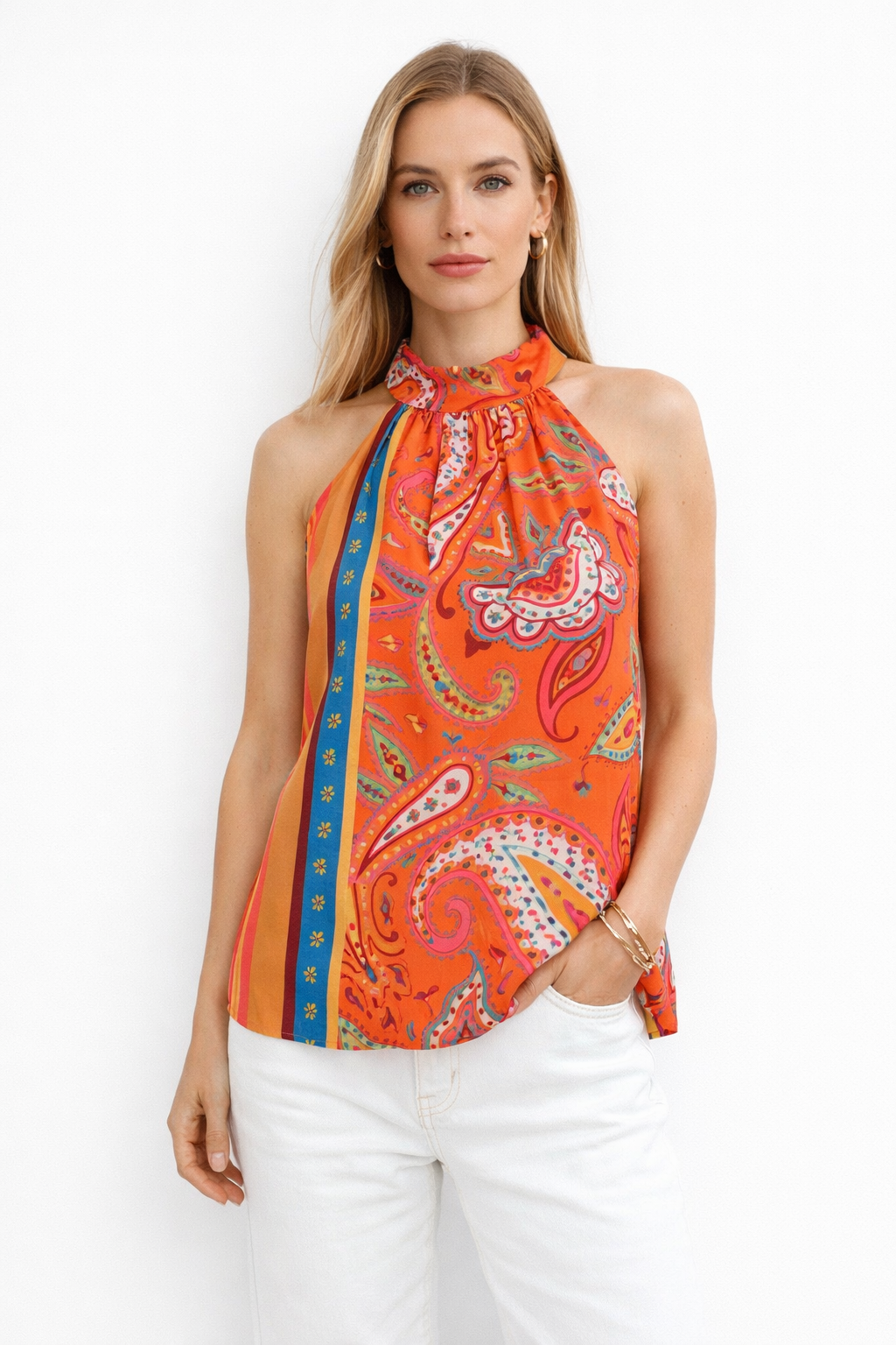 Blusas Para Mujer Cuello Halter Estampada N61118 Unico