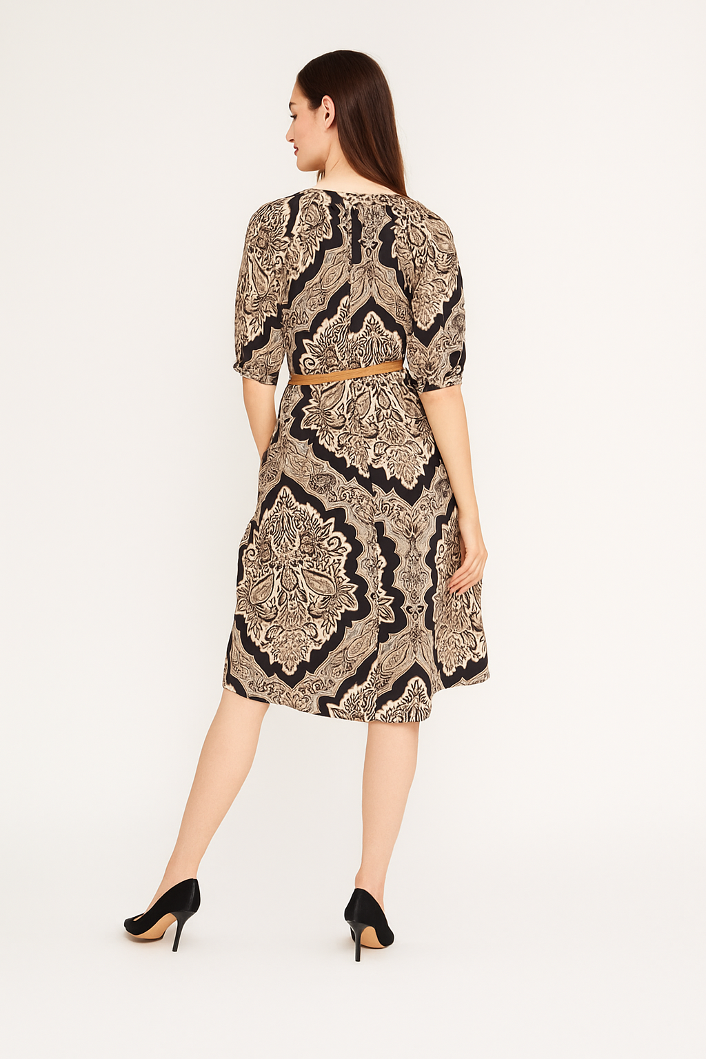 Vestidos Para Mujer Tipo Lino Con Cinto S51103 Negro