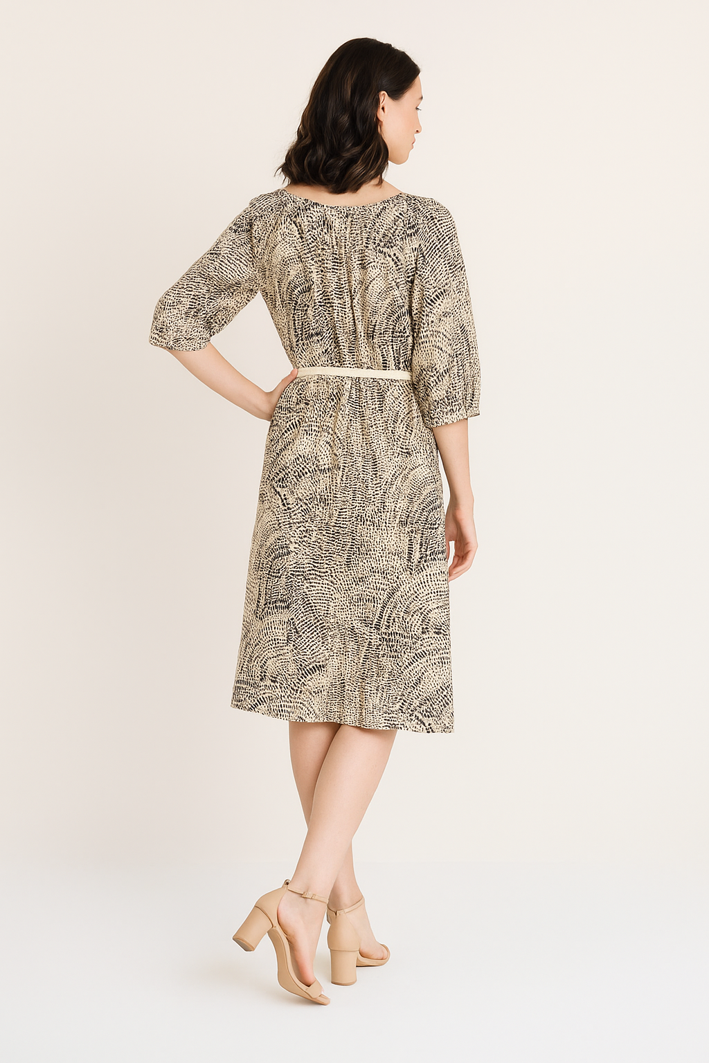 Vestidos Para Mujer Tipo Lino Con Cinto S51103 Arena