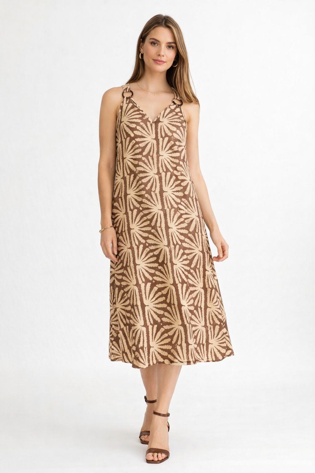 Vestidos Para Mujer Amplio Largo De Tirantes Con Aros S61109 Unico