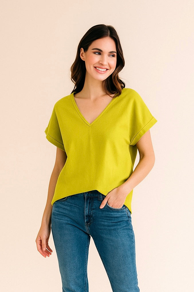 Blusas Para Mujer Tipo Lino Basico Ovesize N51154 Limon
