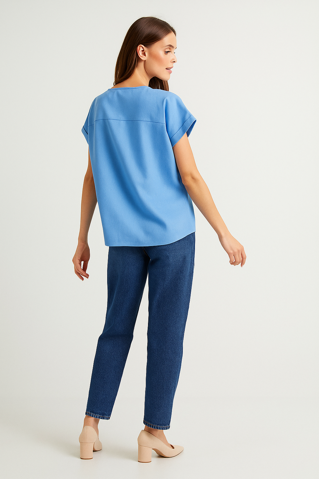 Blusas Para Mujer Tipo Lino Basico Ovesize N51154 Azul