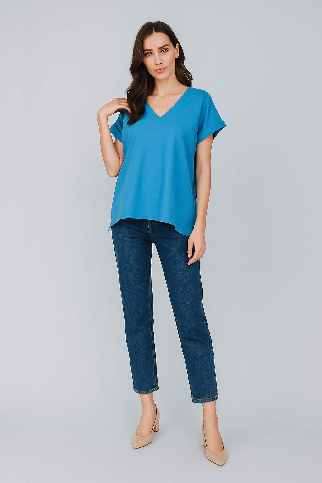 Blusas Para Mujer Tipo Lino Basico Ovesize N51154 Azul