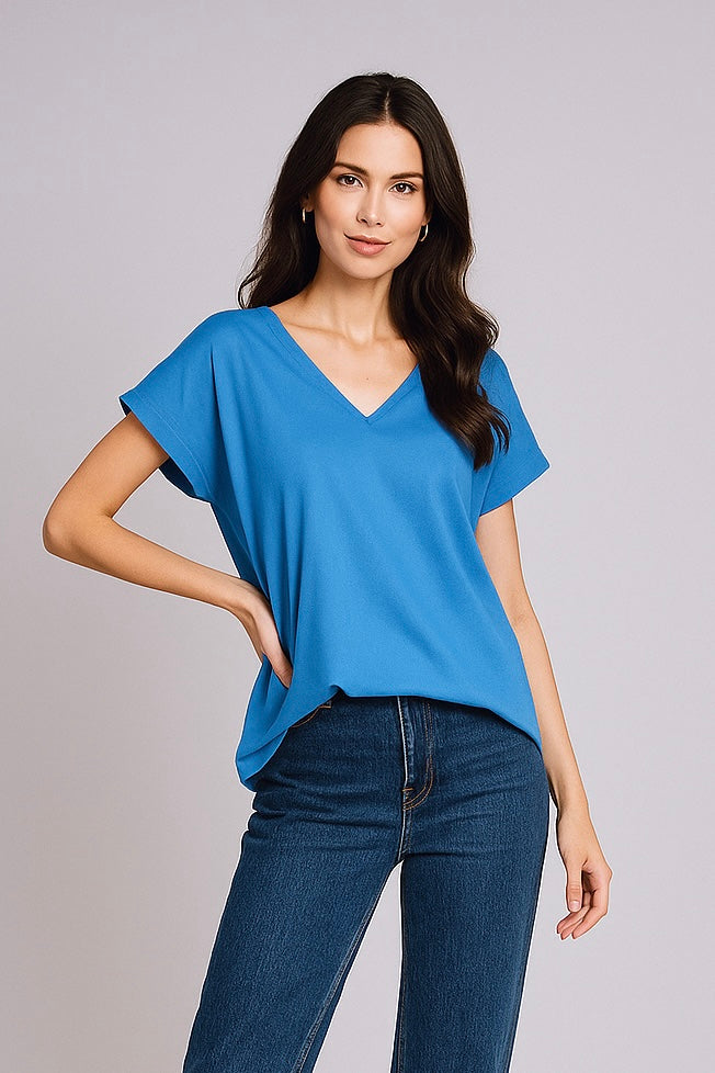 Blusas Para Mujer Tipo Lino Basico Ovesize N51154 Azul