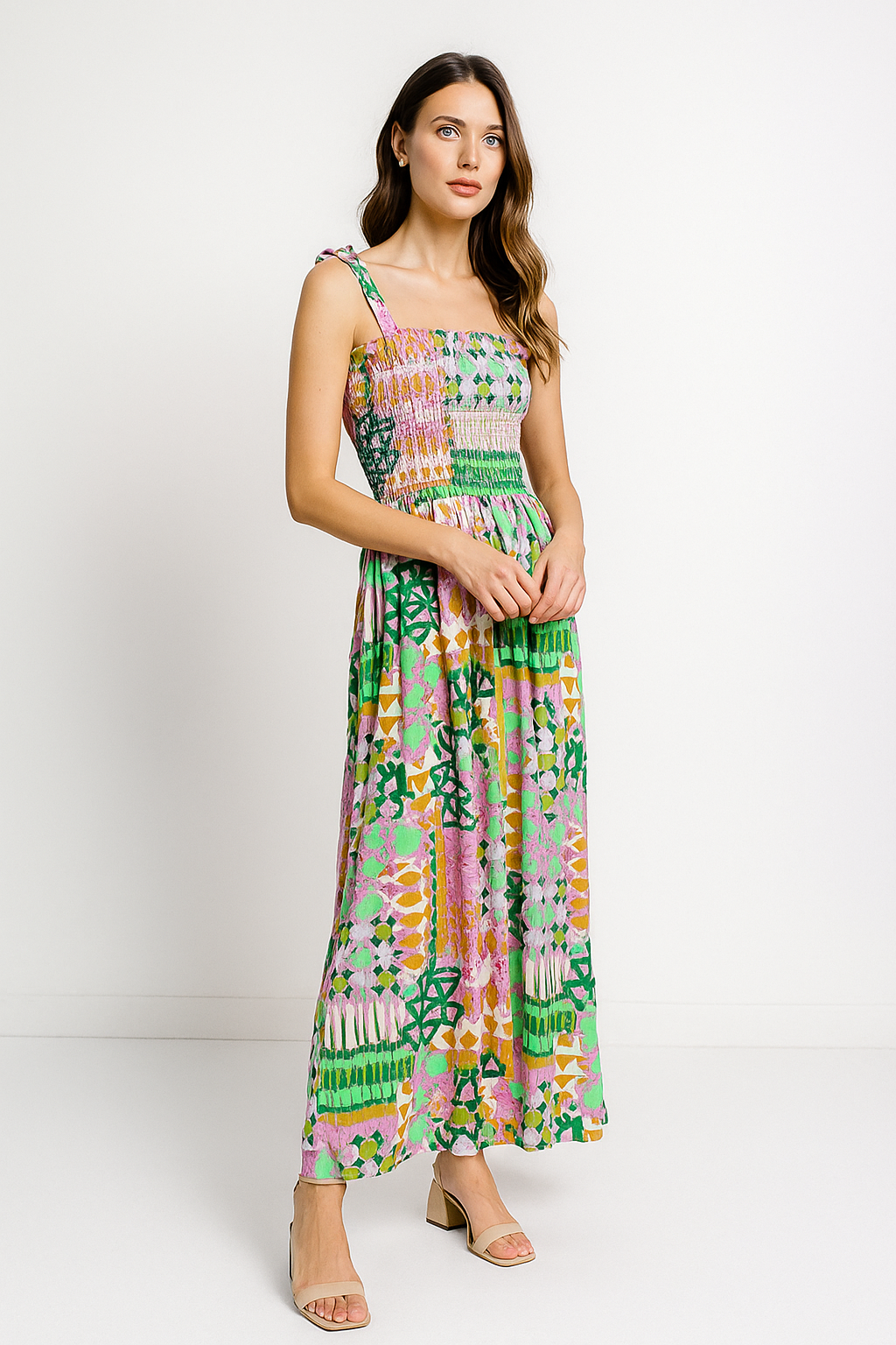 Vestidos Para Mujer Smok Largo De Tirantes S51108 Unico