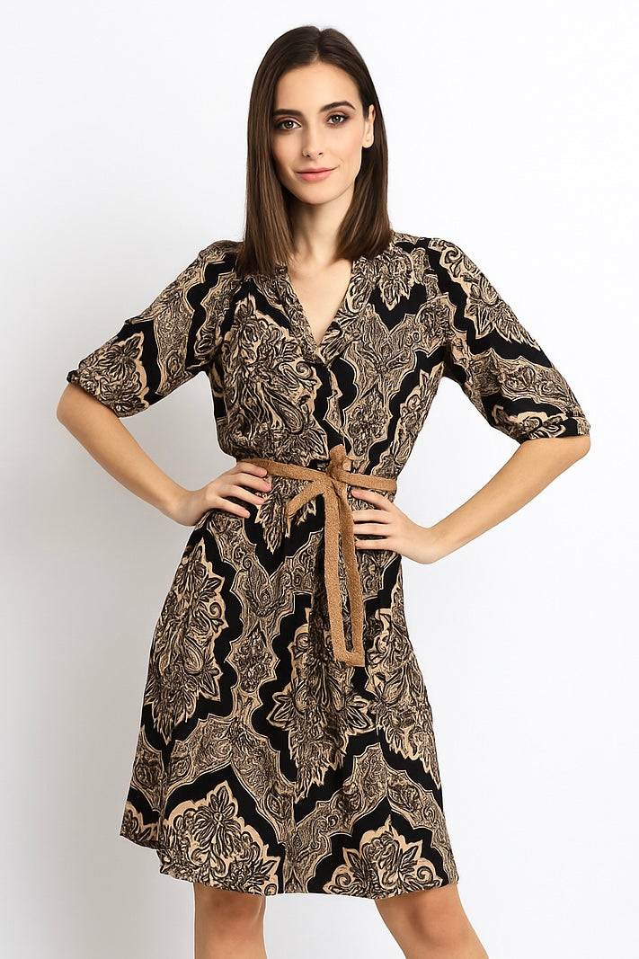 Vestidos Para Mujer Tipo Lino Con Cinto S51103 Negro