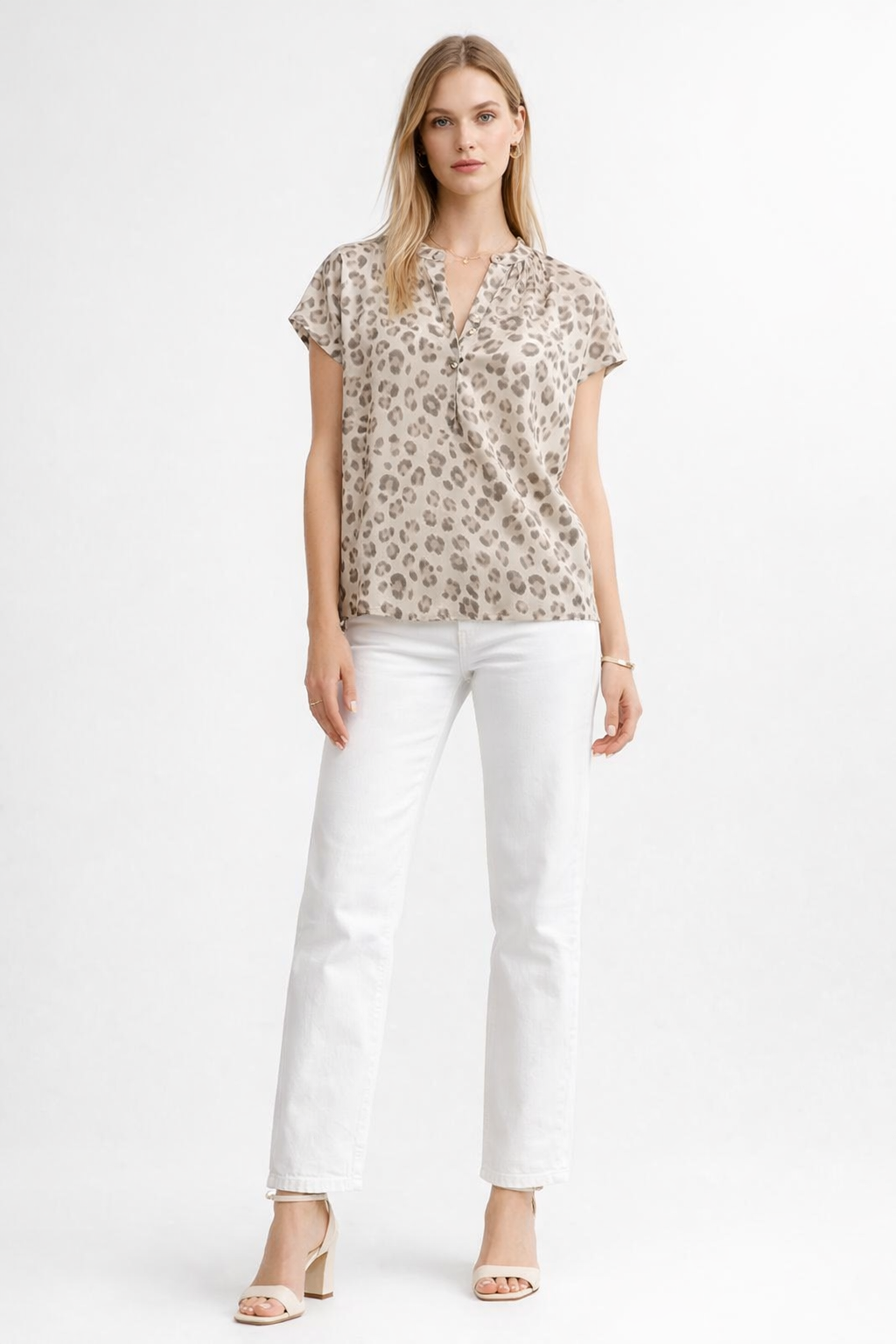 Blusas Para Mujer Cuello Mao Estampado De Leopardo N61121 Unico