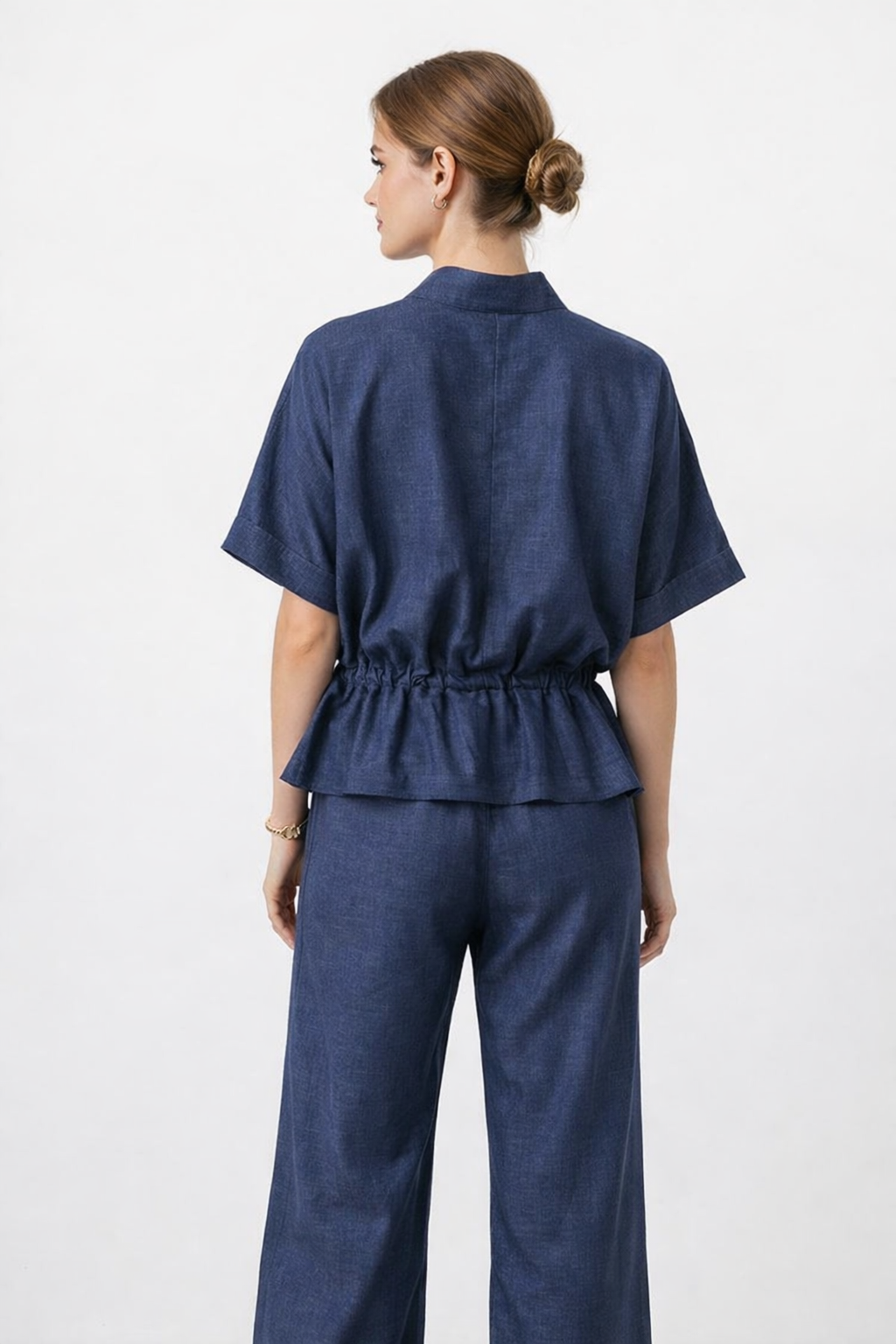 Chamarras Para Mujer Tipo Lino Con Bolsillos y Jareta Q61100 Indigo