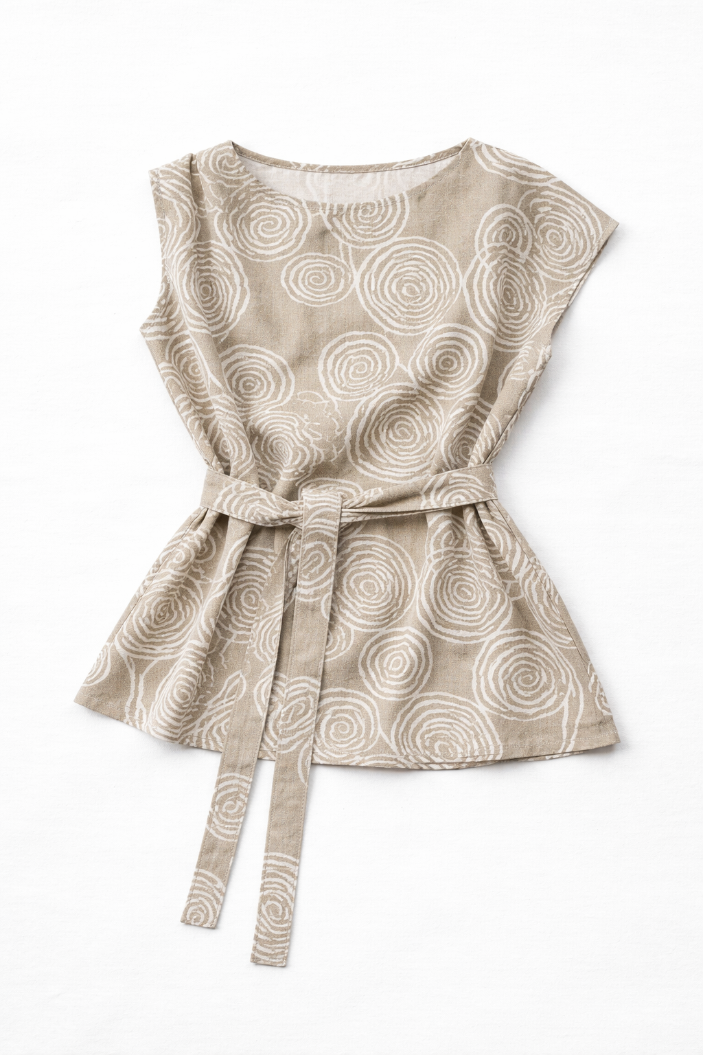 Blusas Para Mujer Lino Con Cinto Estampada N61132 Arena