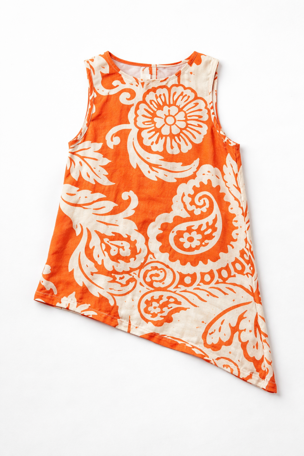 Blusas Para Mujer Lino Asimétrica Estampada N61133 Naranja