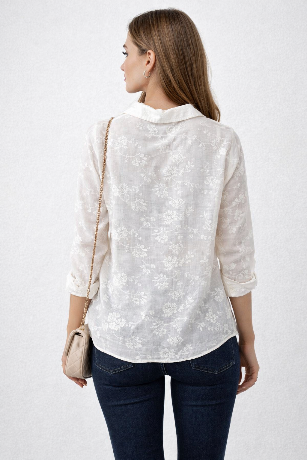 Blusas Para Mujer Bordada Media Aletilla N61136 Blanco