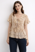 Blusas Para Mujer Chiffon Con Moños y Olanes N61140 Unico