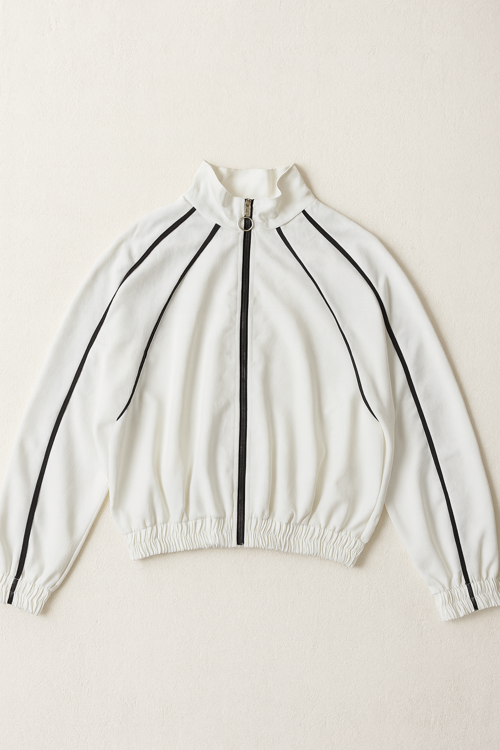 Chamarras Para Mujer Bomber Jacket Con Bies Q53104 Hueso