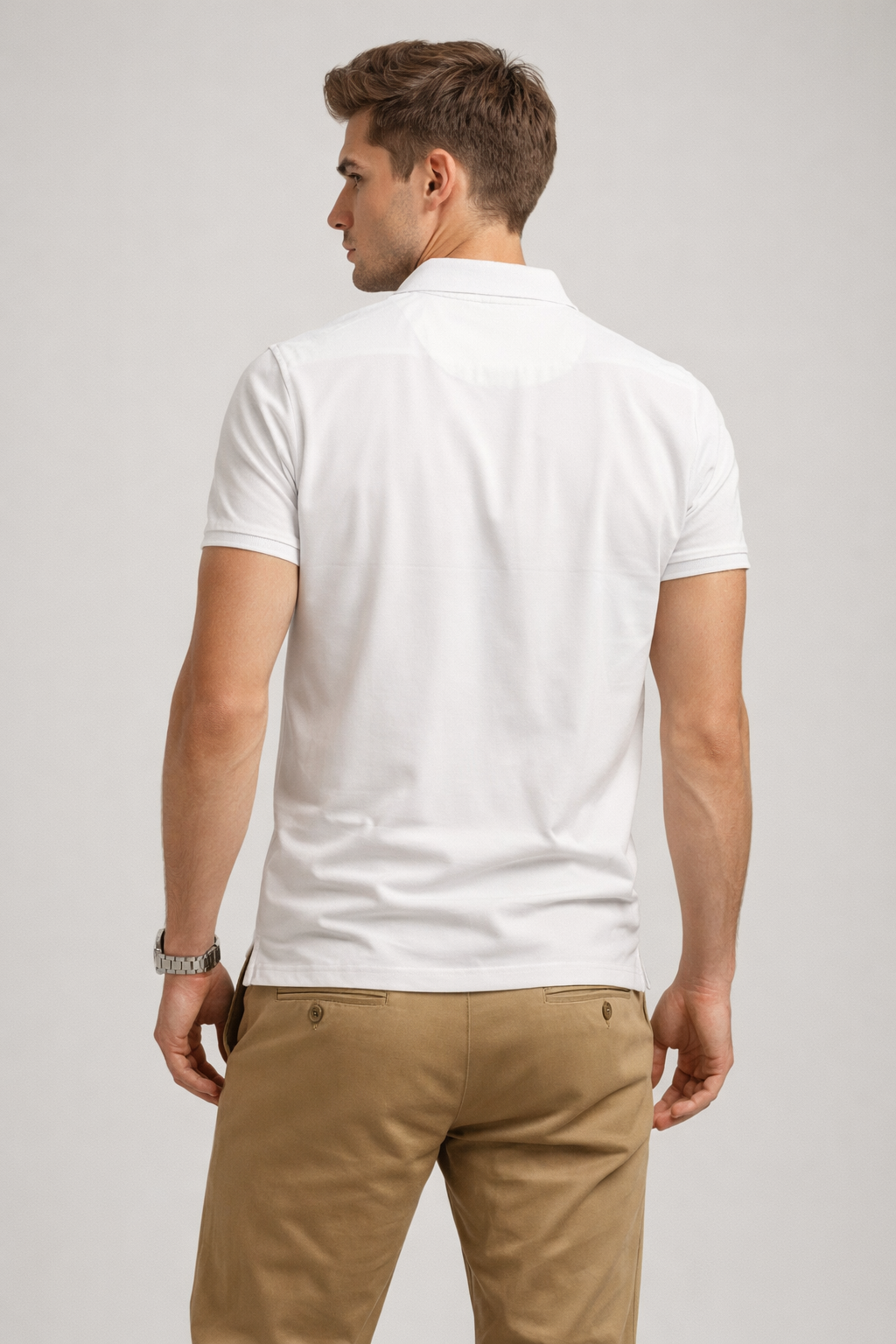 Playera Polo para Hombre Casual Super Stretch Antiarrugas A61410 Hueso