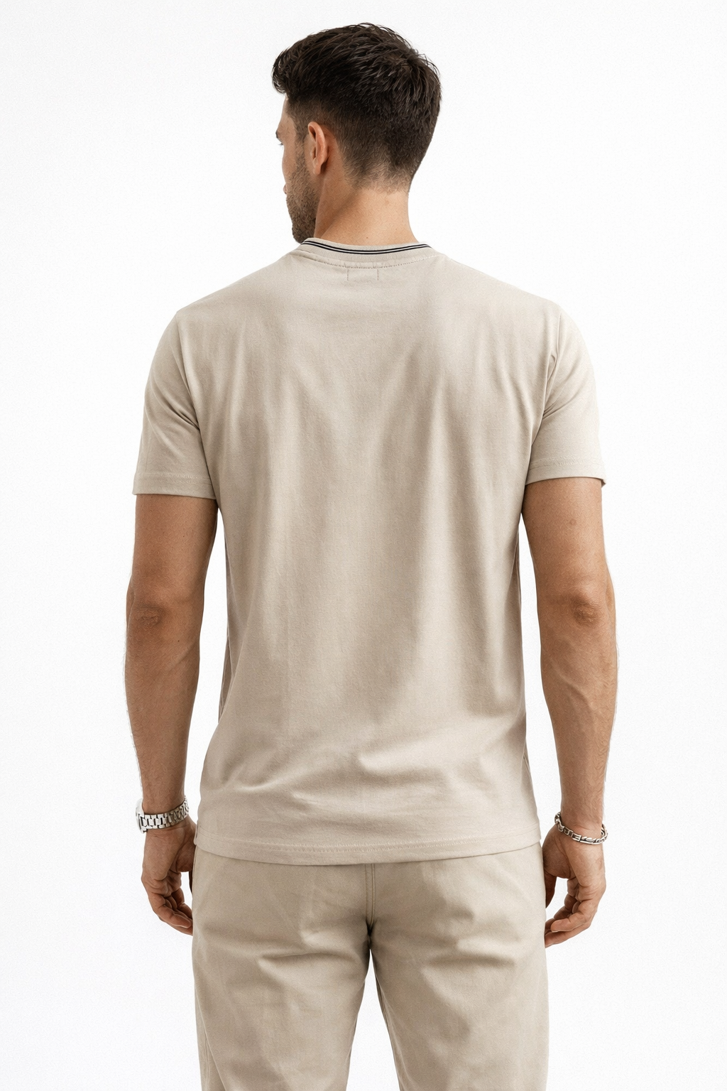 Playera para Hombre Cuello Redondo Stretch Antiarrugas A61403 Beige