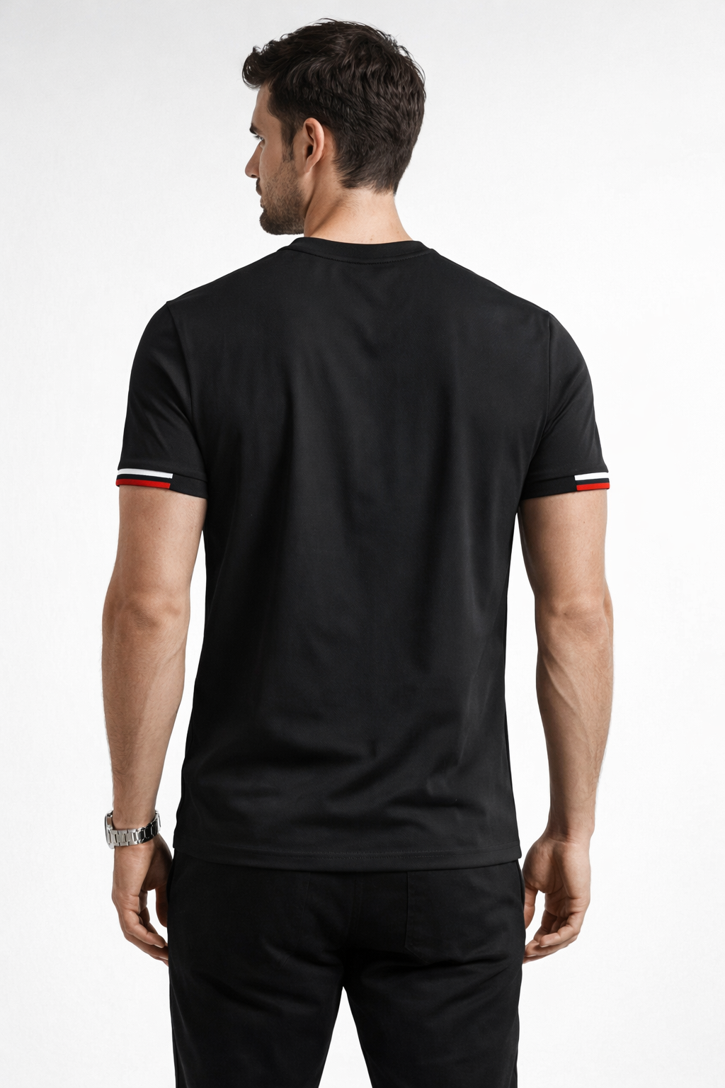 Playera para Hombre Cuello Redondo Antiarrugas Stretch A61404 Negro