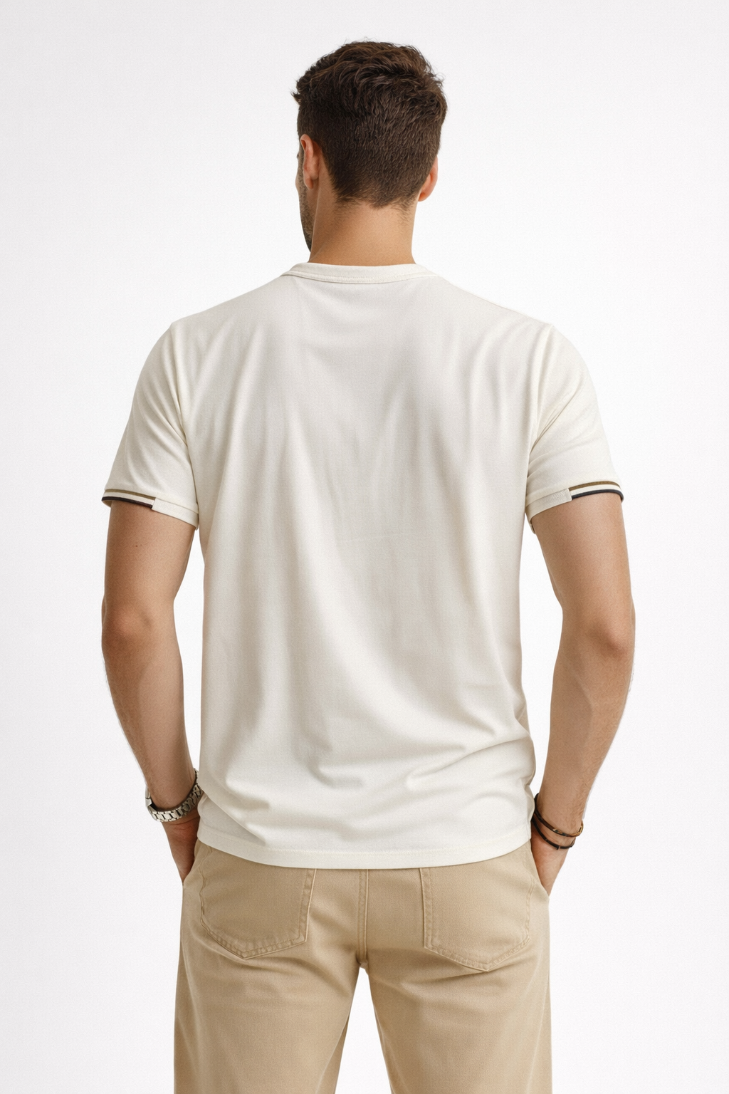 Playera para Hombre Cuello Redondo Antiarrugas Stretch A61404 Hueso