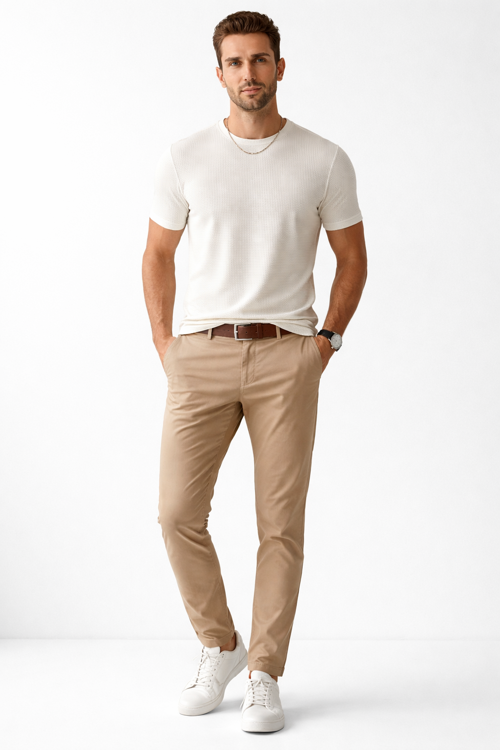 Playera para Hombre Cuello Redondo Antiarrugas Sport Transpirable A61405 Arena