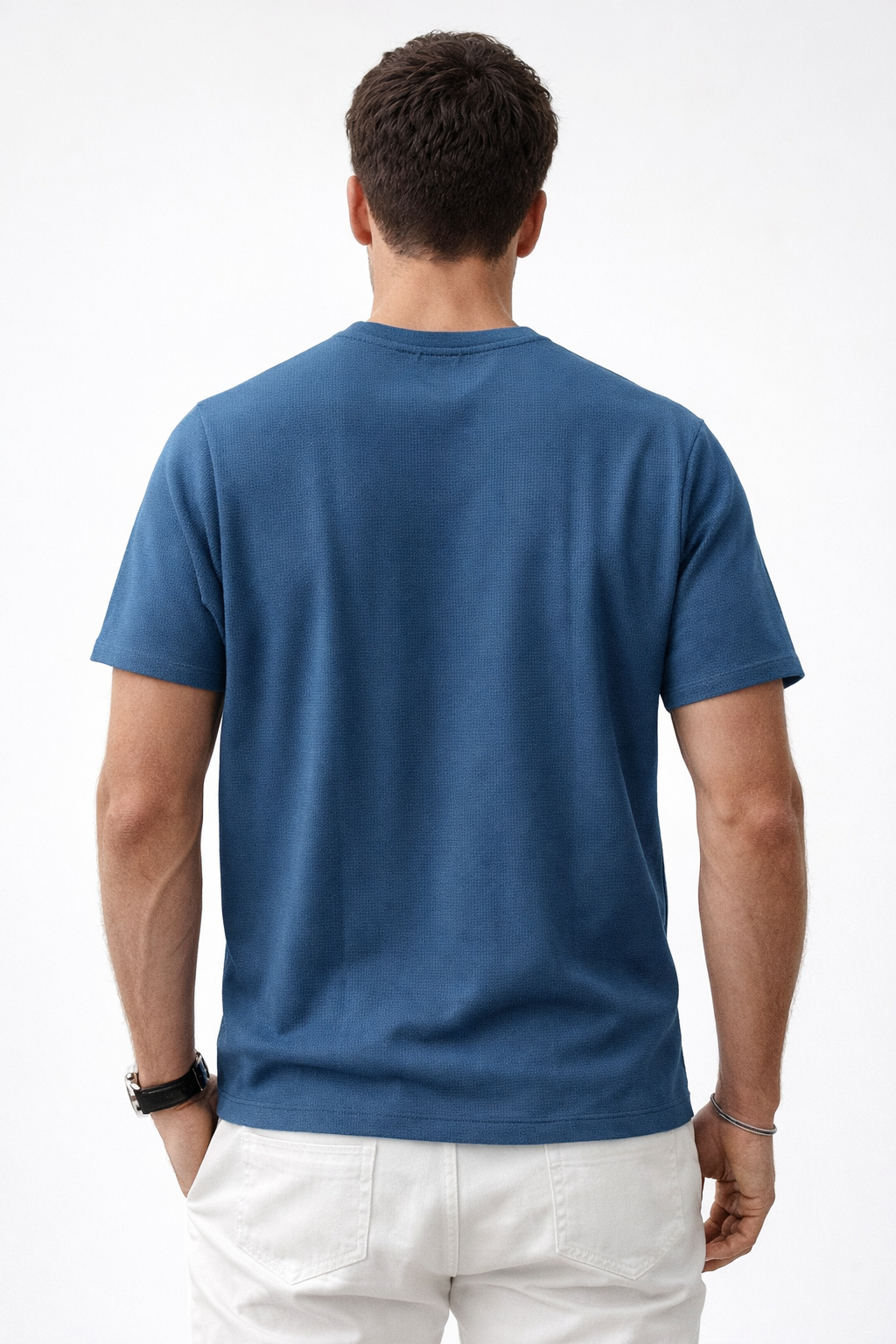 Playera para Hombre Cuello Redondo Antiarrugas Sport Transpirable A61405 Azul