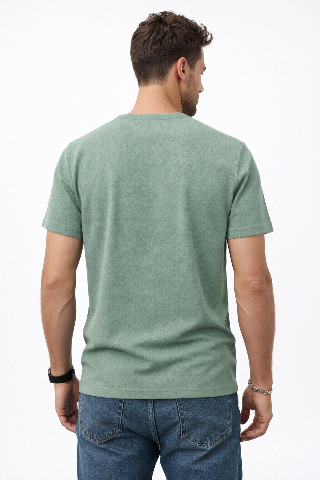 Playera para Hombre Cuello Redondo Antiarrugas Sport Transpirable A61405 Verde