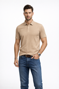 Playera Polo para Hombre Jacquard Antiarrugas Super Stretch A61412 Beige