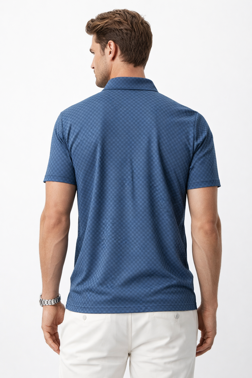 Playera Polo para Hombre Jacquard Antiarrugas Super Stretch A61412 Marino