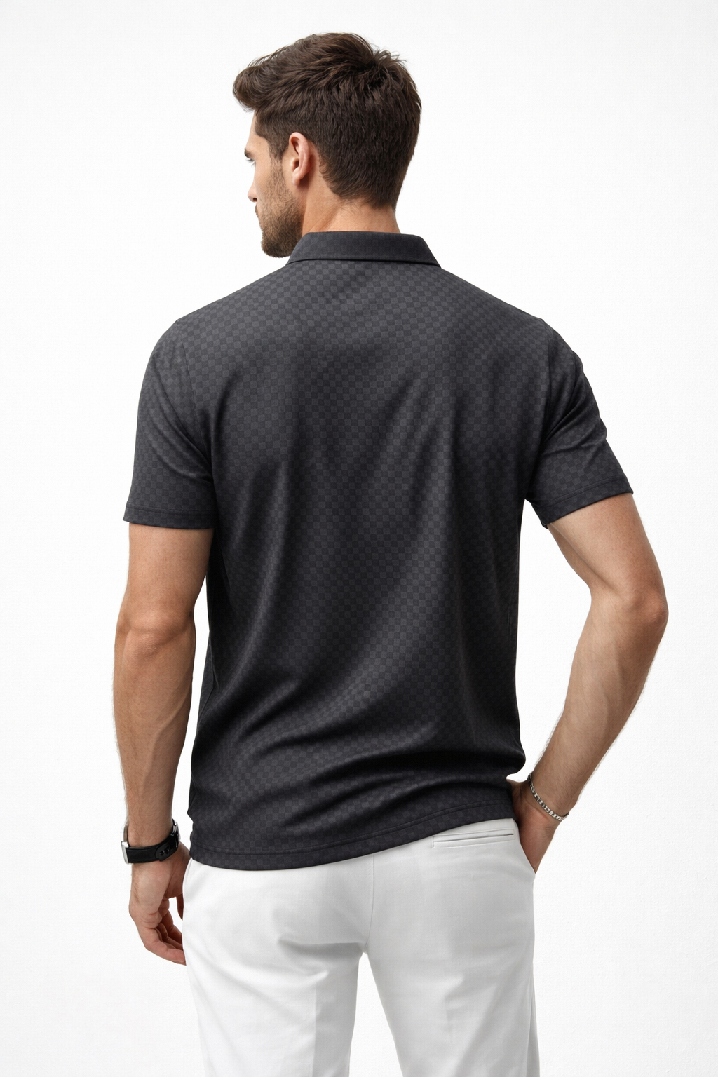 Playera Polo para Hombre Jacquard Antiarrugas Super Stretch A61412 Negro