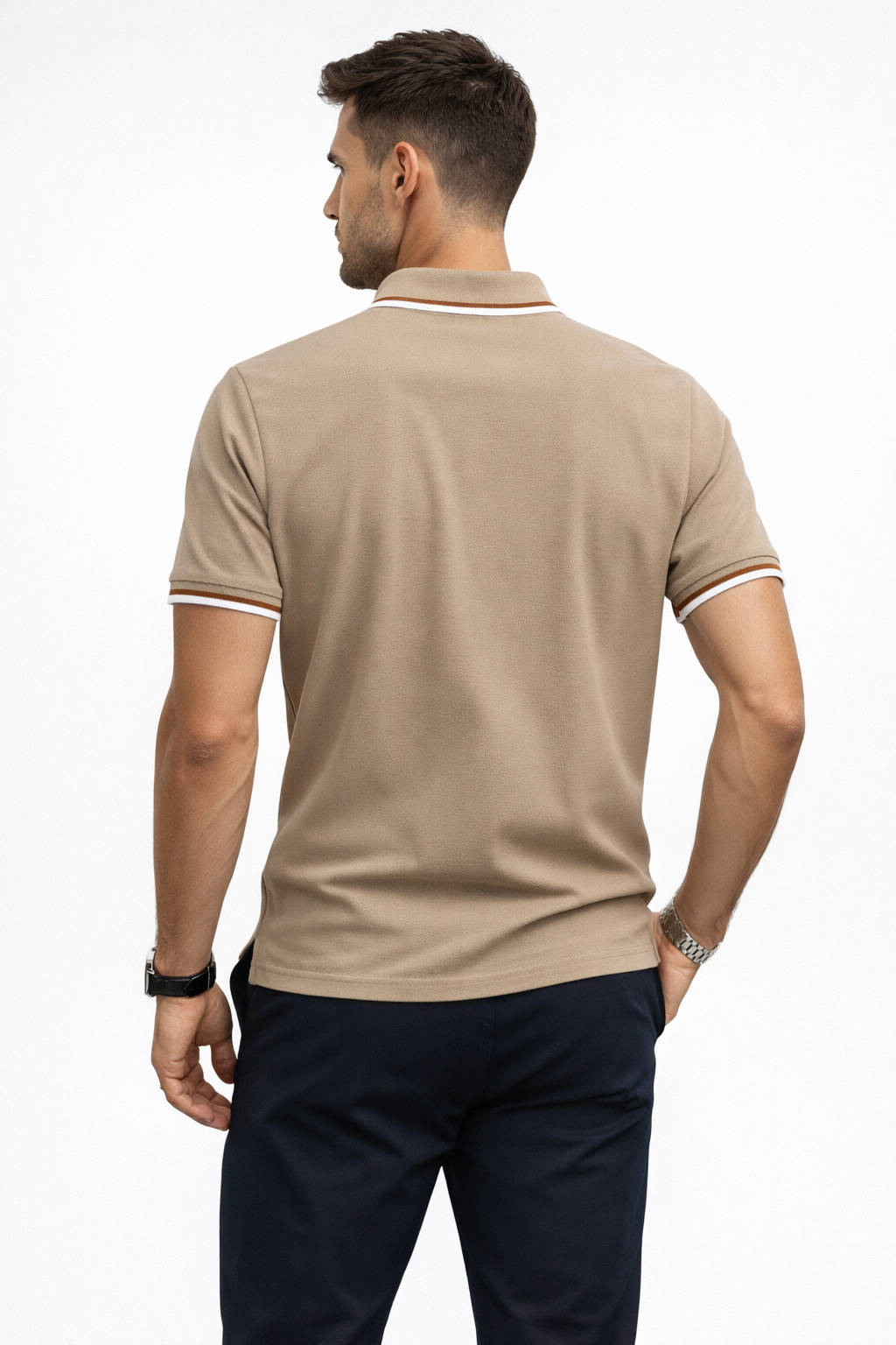 Playera Polo para Hombre Transpirable Stretch Antiarrugas A61413 Beige