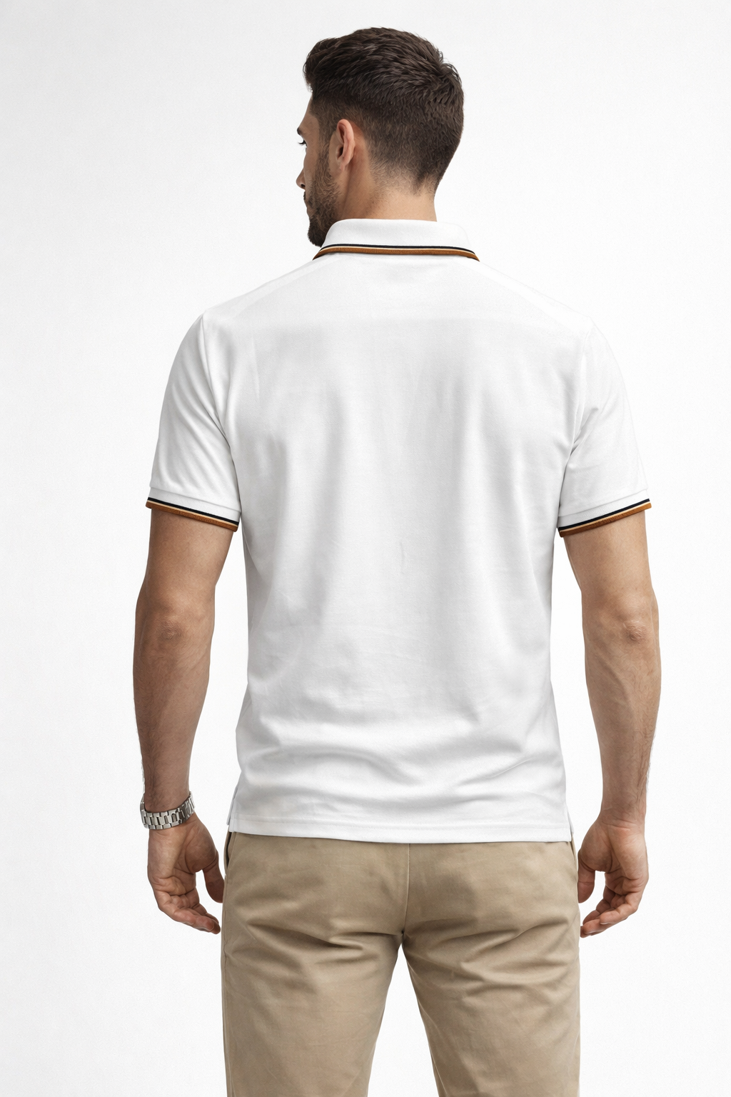 Playera Polo para Hombre Transpirable Stretch Antiarrugas A61413 Blanco