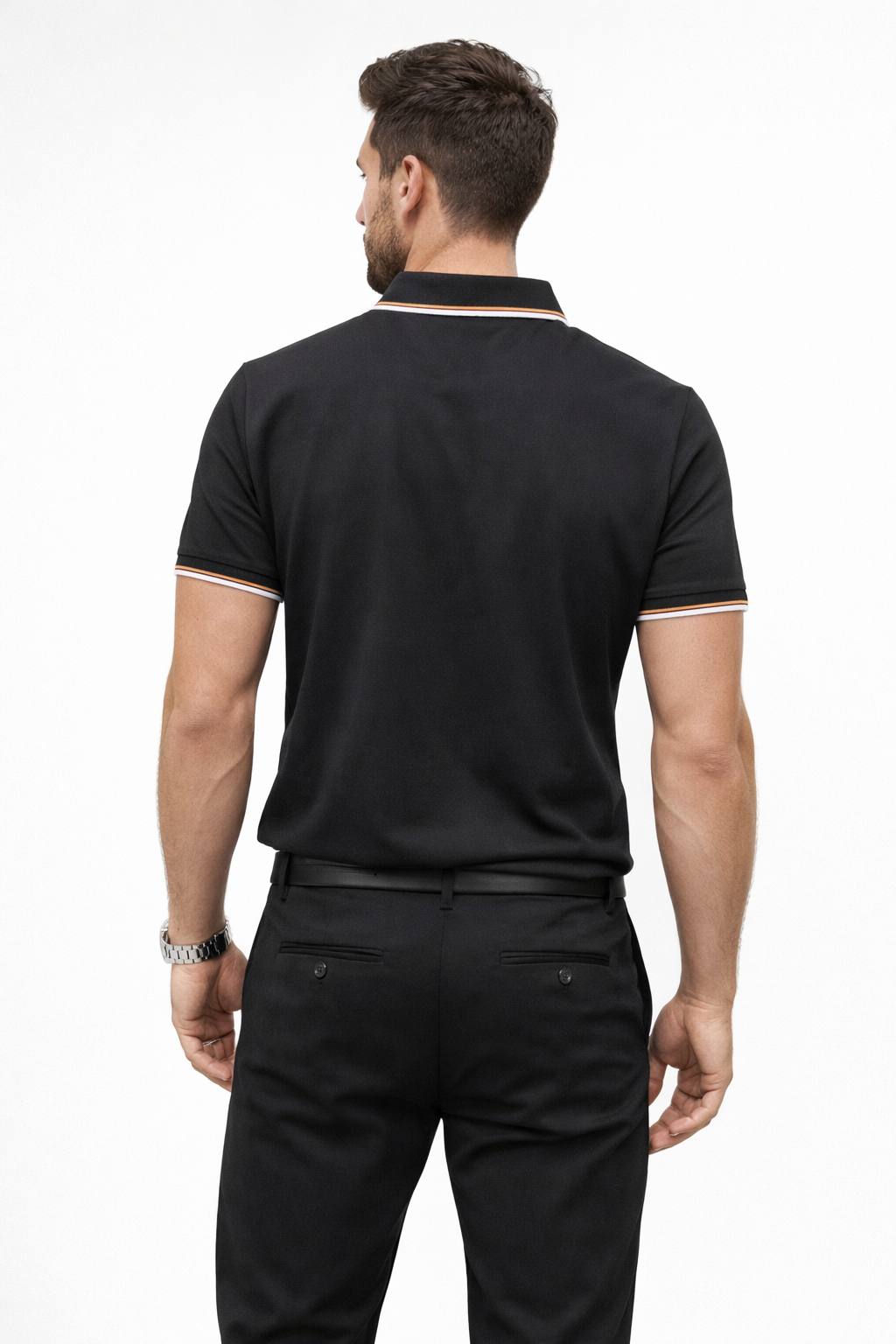 Playera Polo para Hombre Transpirable Stretch Antiarrugas A61413 Negro