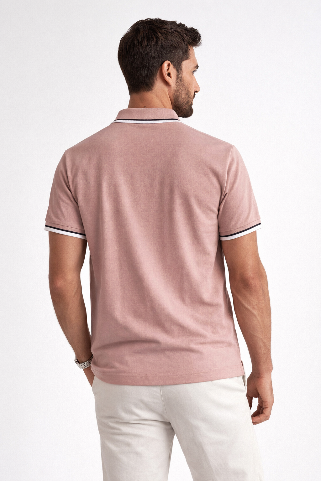 Playera Polo para Hombre Transpirable Stretch Antiarrugas A61413 Rosa