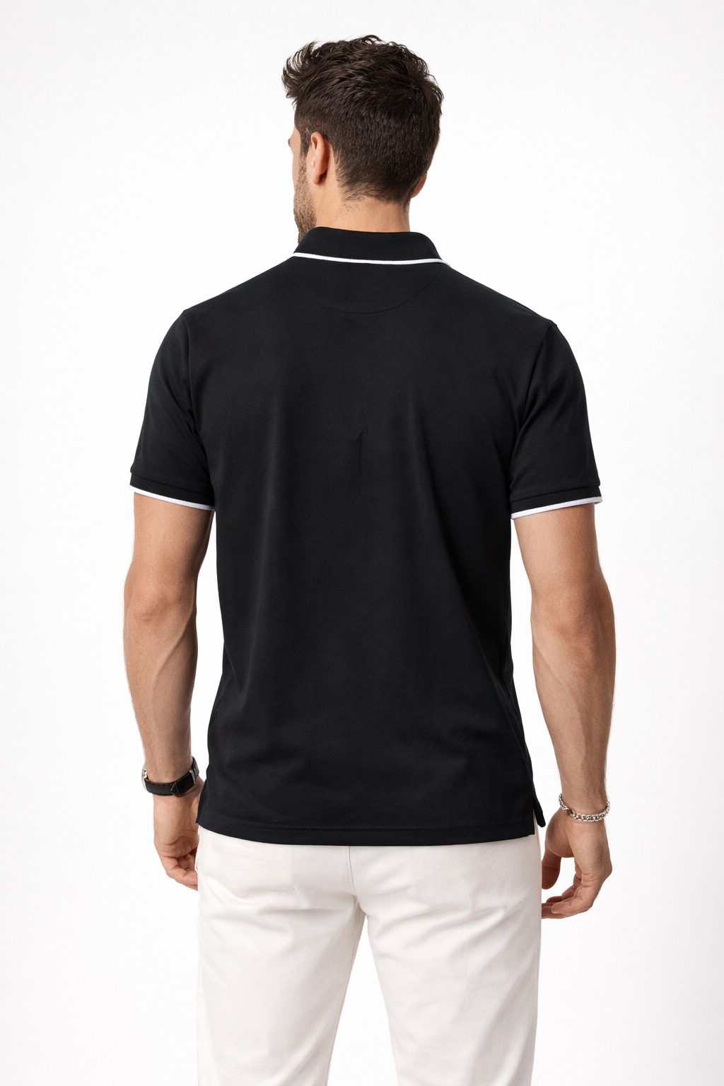 Playera Polo para Hombre con Cierre Super Stretch A61414 Negro