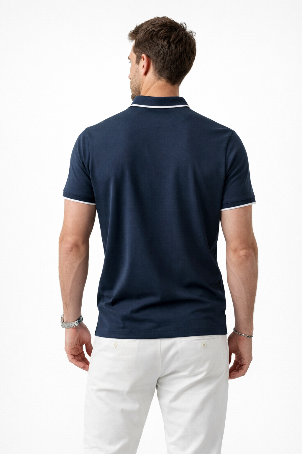 Playera Polo para Hombre con Cierre Super Stretch A61414 Marino