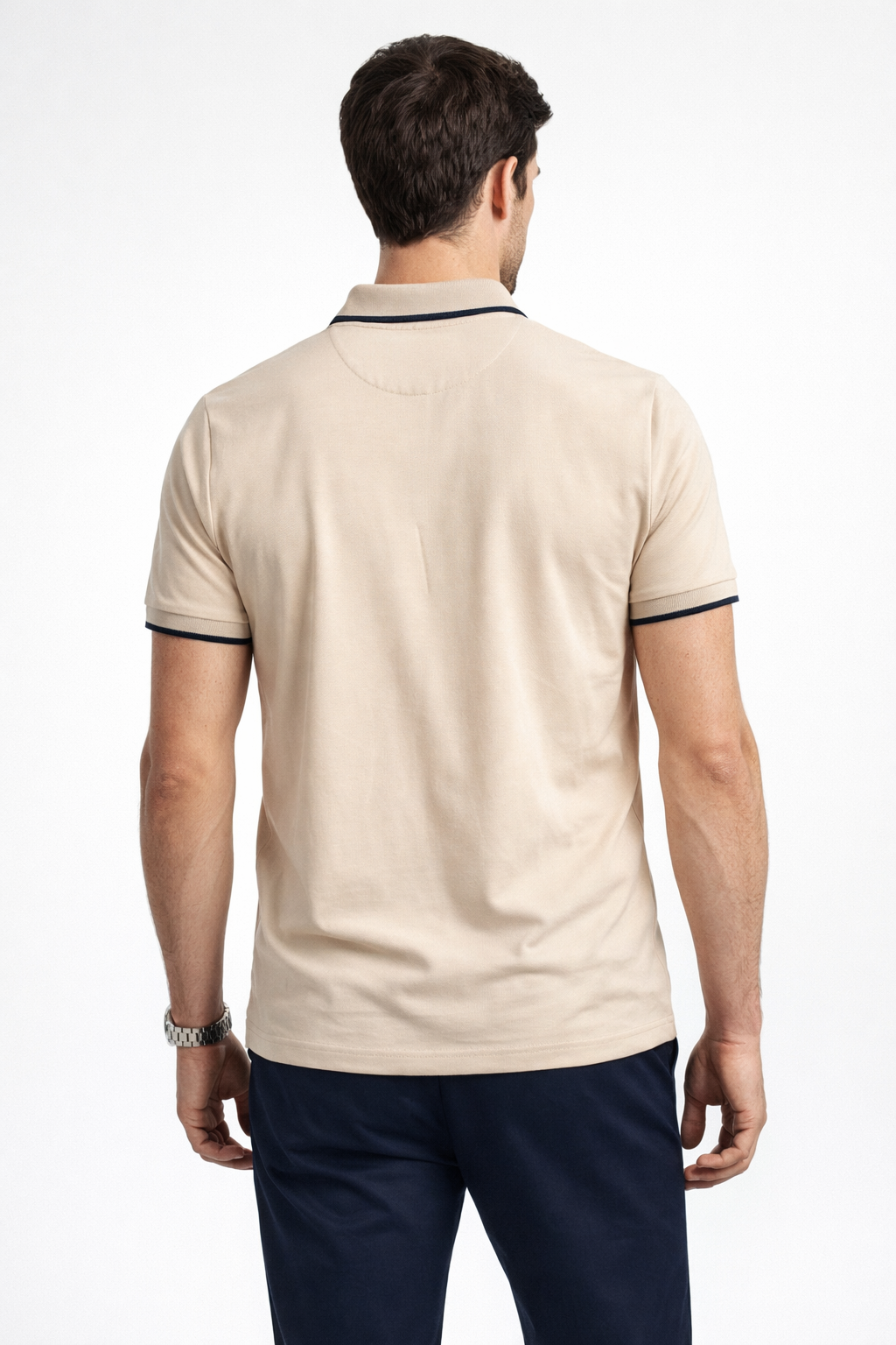Playera Polo para Hombre con Cierre Super Stretch A61414 Beige