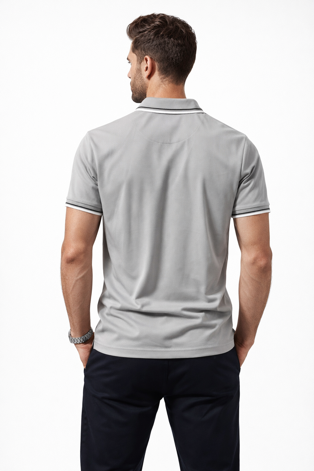 Playera Polo para Hombre Casual Antiarrugas A61416 Gris
