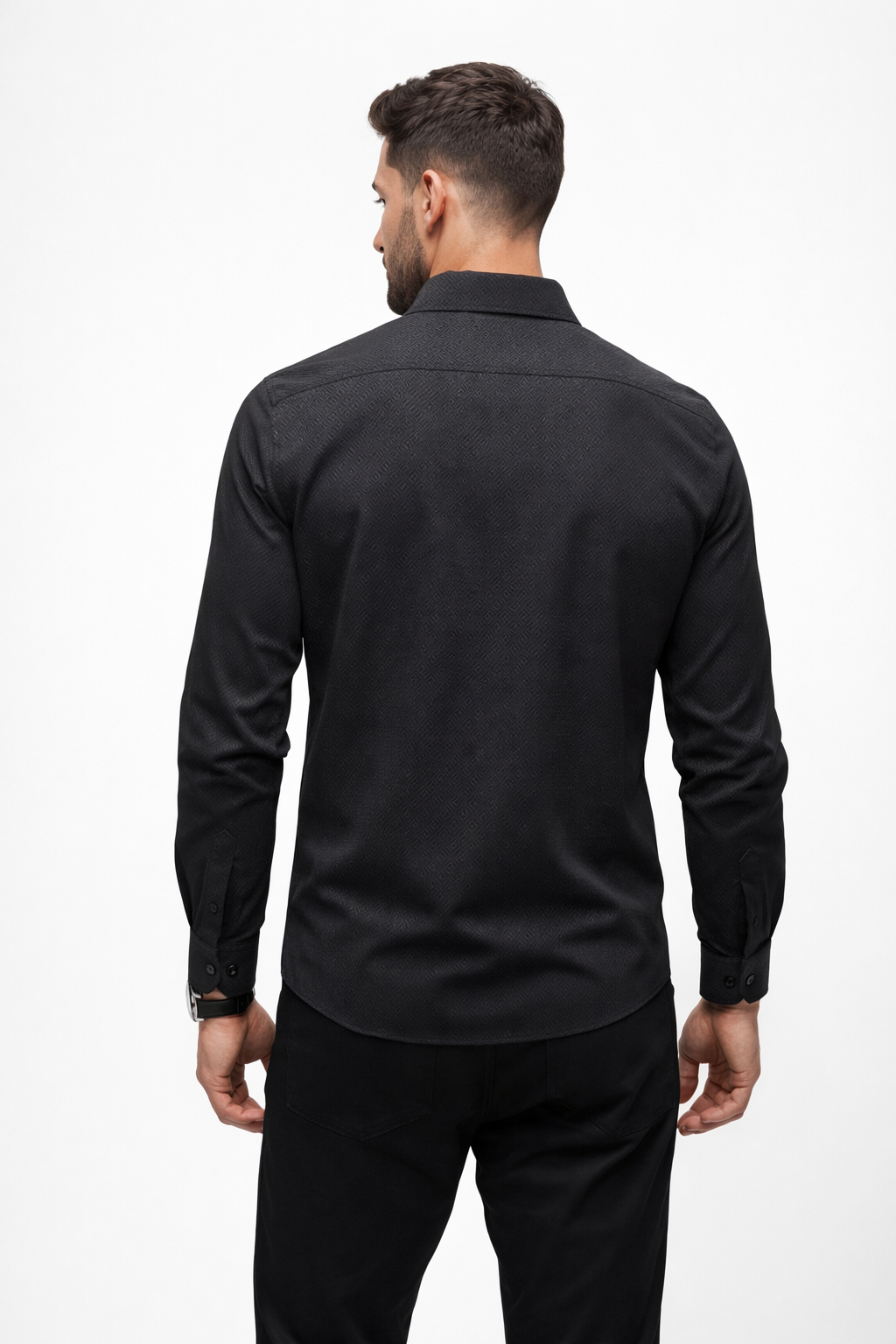 Camisa para Hombre Manga Larga Jacquard Super Stretch B61404 Negro