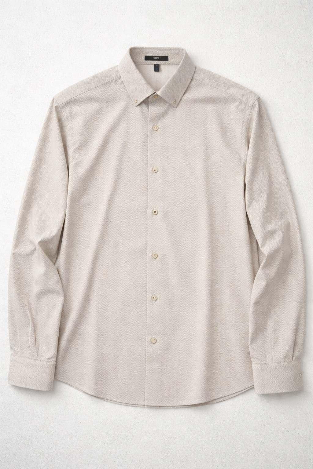 Camisa para Hombre Manga Larga Jacquard Super Stretch B61404 Beige