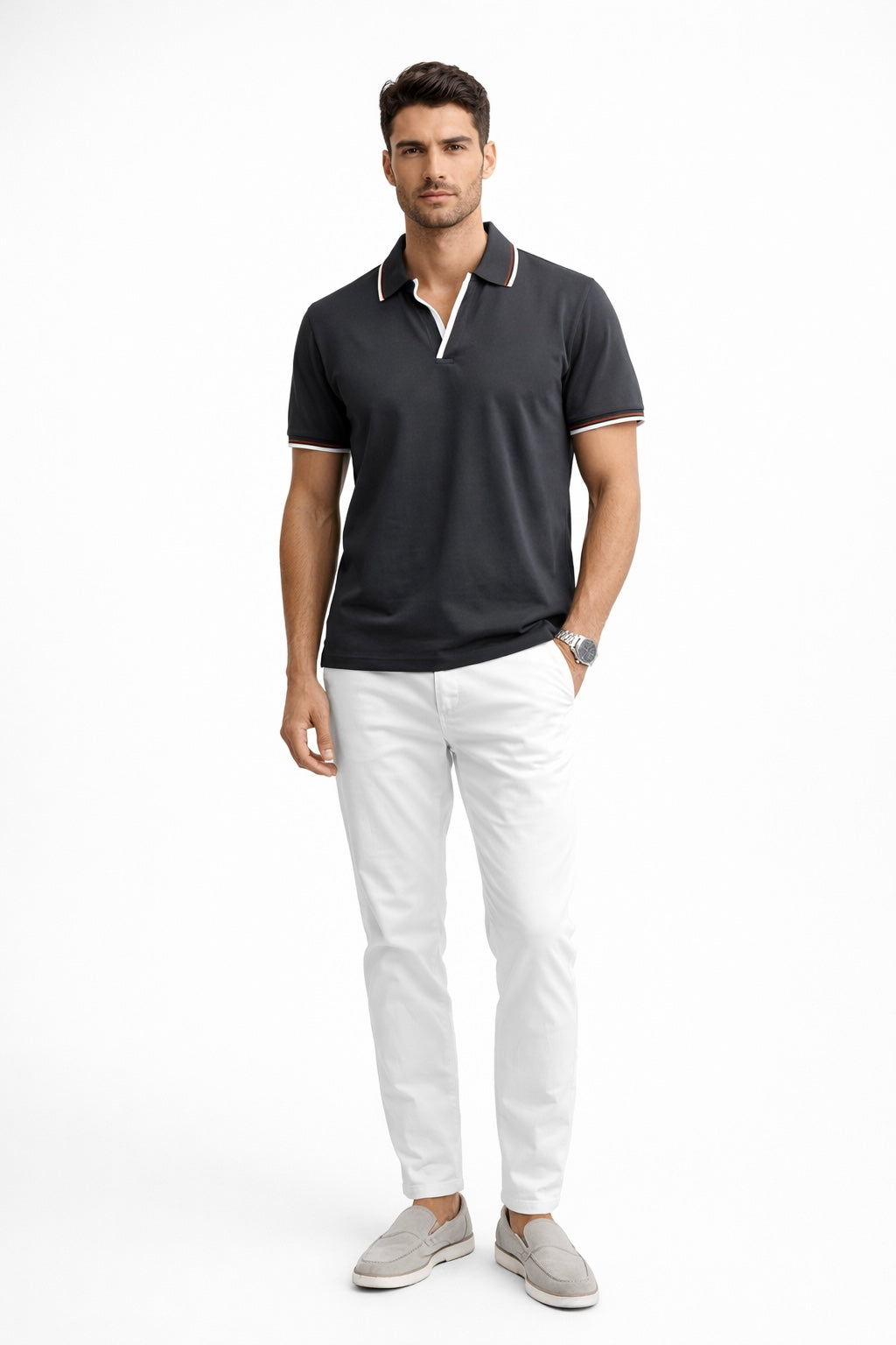 Playera Polo para Hombre Casual Antiarrugas A61416 Negro