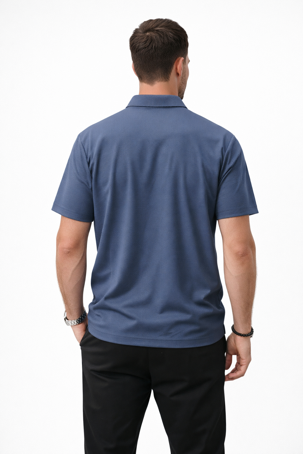 Playera Polo para Hombre Jacquard Super Stretch A61417 Azul