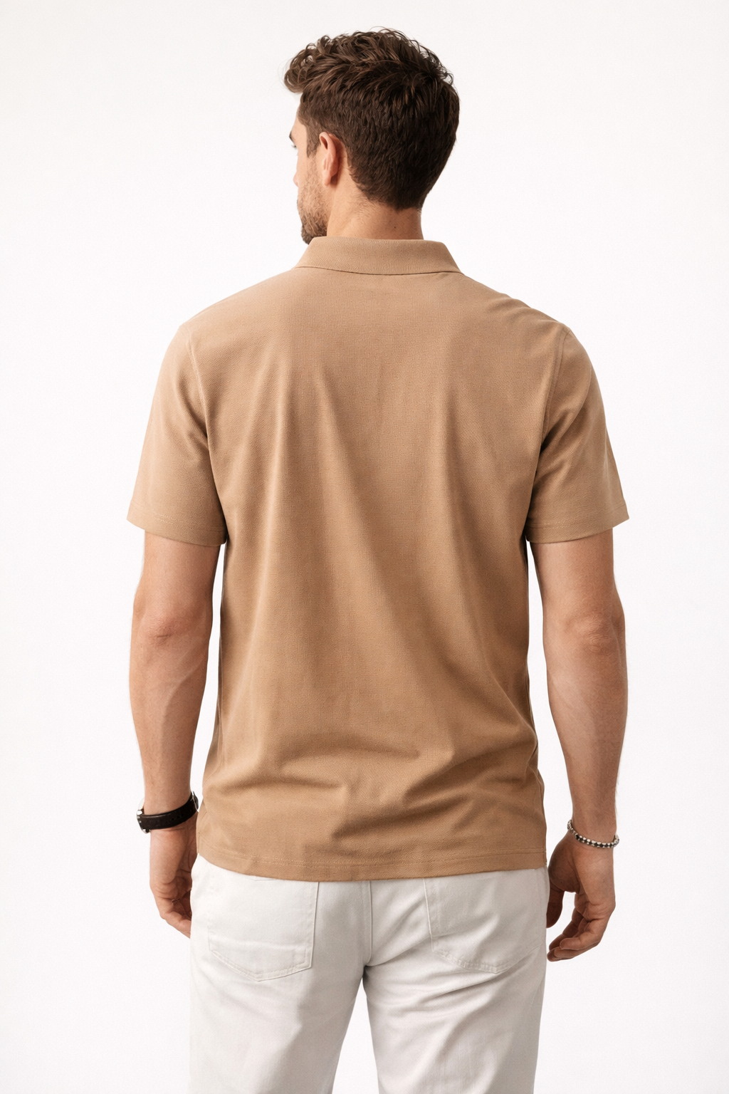 Playera Polo para Hombre Jacquard Super Stretch A61417 Beige