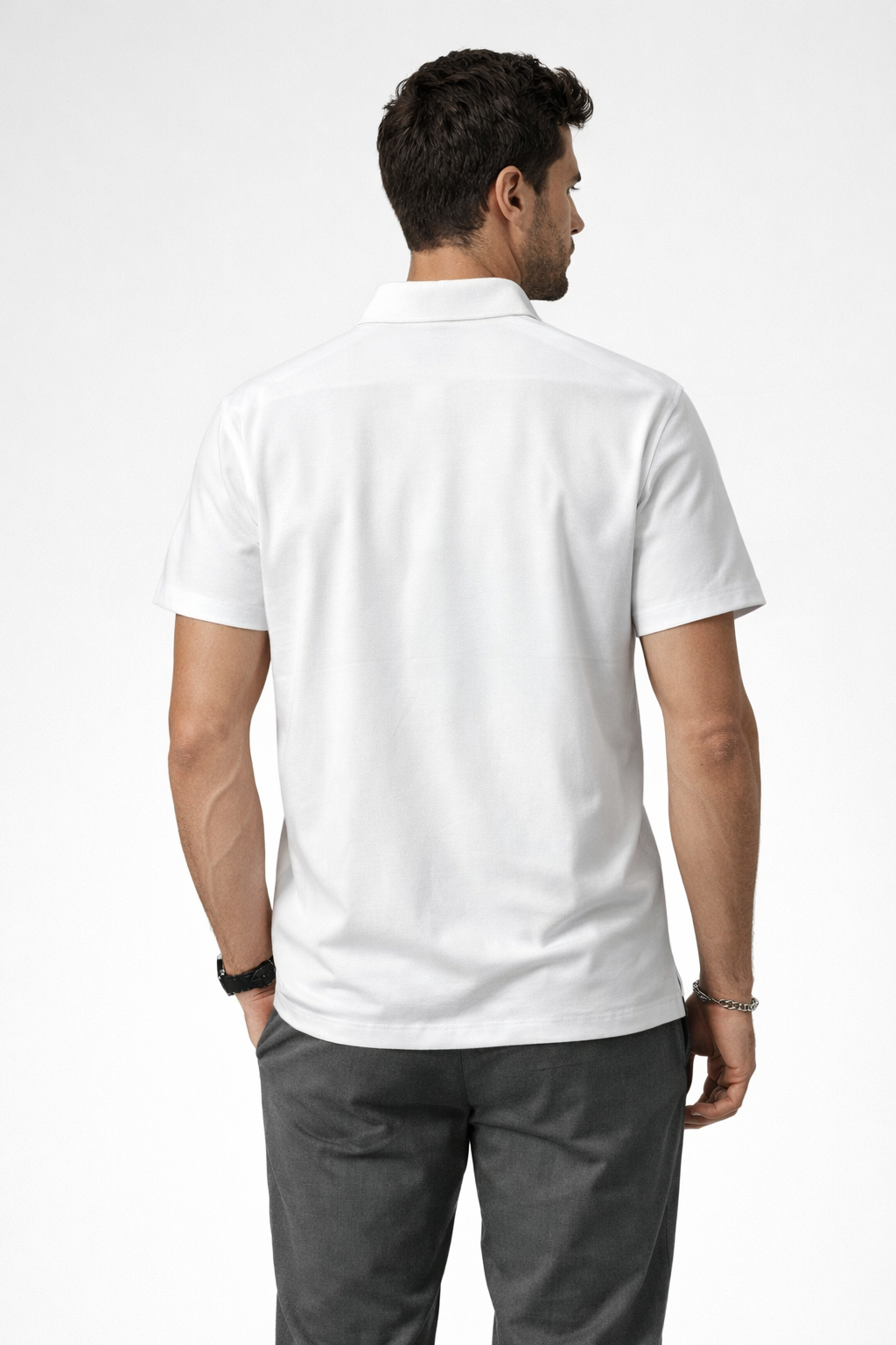 Playera Polo para Hombre Jacquard Super Stretch A61417 Blanco