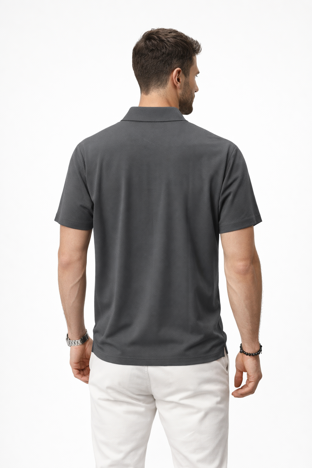 Playera Polo para Hombre Jacquard Super Stretch A61417 Gris