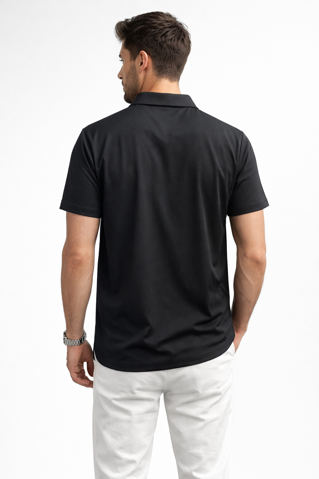 Playera Polo para Hombre Jacquard Super Stretch A61417 Negro