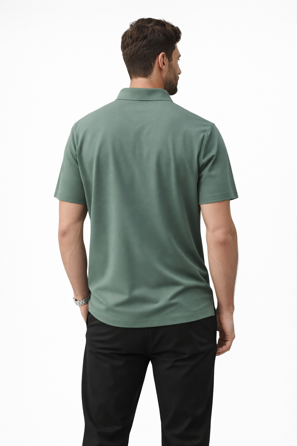 Playera Polo para Hombre Jacquard Super Stretch A61417 Verde